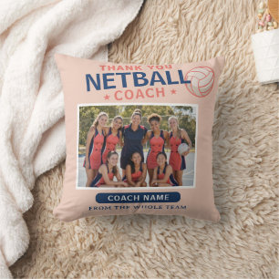 Personalised Netball Coach Team Photo Thank You Cushion