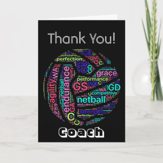 Personalised Netball Coach Thank You Card