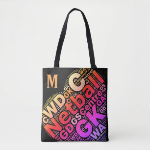 Personalised Netball Themed Typography Design Tote Bag