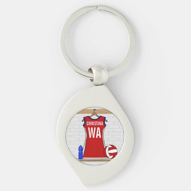 Personalised Netball uniform Key Ring (Front)