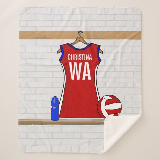 Personalised Netball uniform Sherpa Blanket (Front)