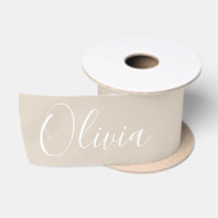 Personalised Neutral Beige Elegant Name Satin