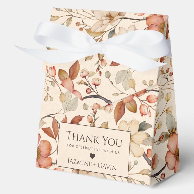 Personalised Neutral Beige Wildflower Baby Shower Favour Box (Front)