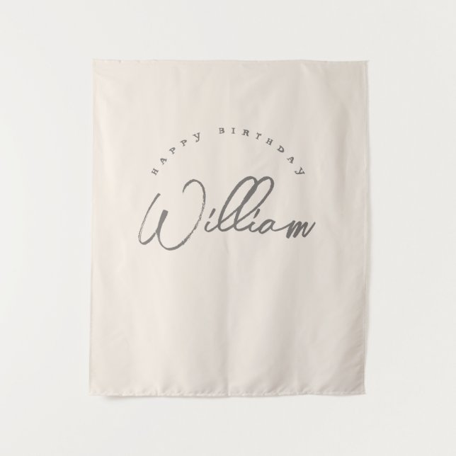 Personalised Neutral Birthday Banner Boys Tapestry (Front)