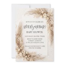 Personalised Neutral Boho Baby Shower Invitation