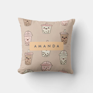 Personalised Neutral Cute Milky Bubble Tea Cushion