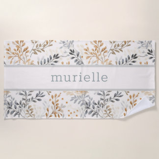 Personalised Neutral Fall Foliage Beach Towel