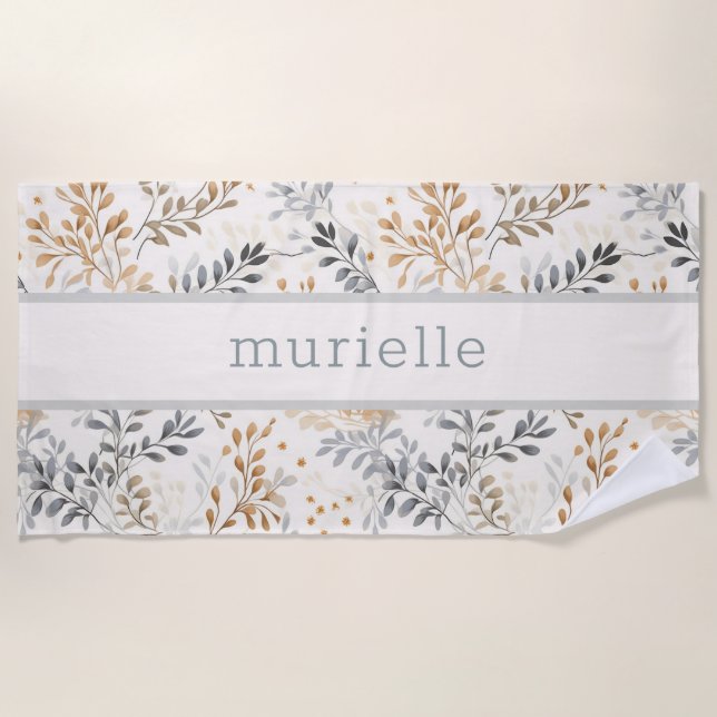 Personalised Neutral Fall Foliage Beach Towel (Front)