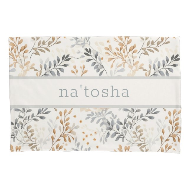 Personalised Neutral Fall Foliage Pillowcase (Front)