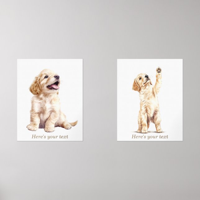 Personalised neutral golden retriever nursery art (Front)