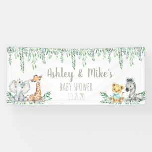 Personalised Neutral Jungle Baby Shower Banner