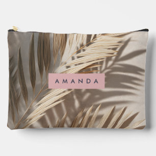 Personalised Neutral Palm Shadows Tropical Accessory Pouch