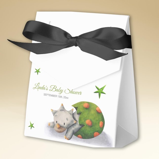 Personalised Neutral Triceratops Dinosaur Party Favour Box (Creator Uploaded)