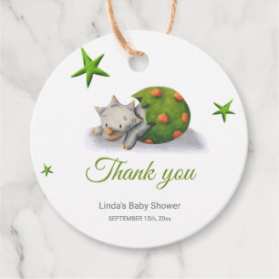 Personalised Neutral Triceratops Dinosaur Party  Favour Tags
