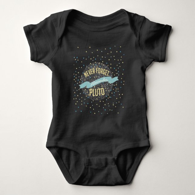 Personalised Never Forget Pluto Banner Baby Bodysuit (Front)