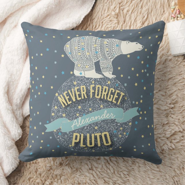 Personalised Never Forget Pluto Polar Bear Cushion (Blanket)