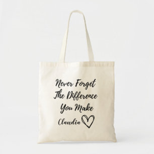 Personalised Never Forget The Difference You Make Tote Bag