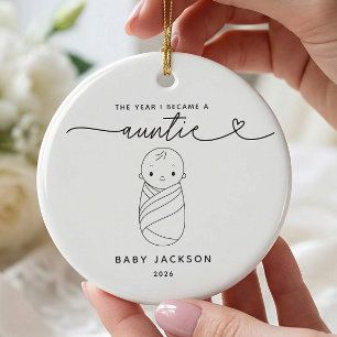 Personalised New Auntie Baby Boy Ornament