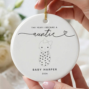 Personalised New Auntie Baby Girl Ornament