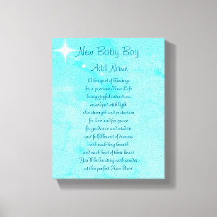 Personalised New Baby Boy Canvas Print