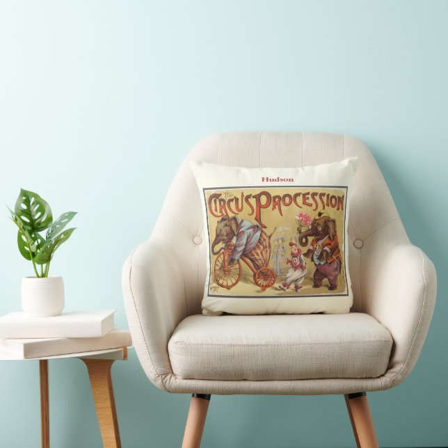 Personalised New Baby Boy's Room Circus Elephant Cushion (Chair)