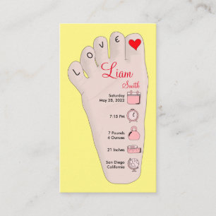 Personalised New Baby Gift Birth Stats Details Business Card