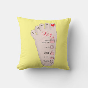 Personalised New Baby Gift Birth Stats Details Cushion
