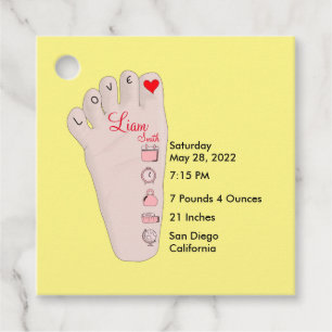 Personalised New Baby Gift Birth Stats Details Favour Tags