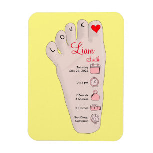 Personalised New Baby Gift Birth Stats Details Magnet