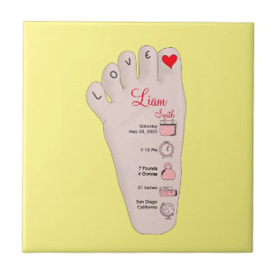 Personalised New Baby Gift Birth Stats Details Tile