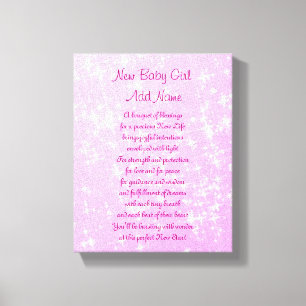 Personalised New Baby Girl Canvas Print