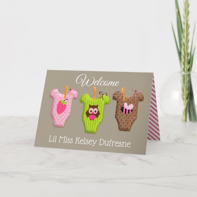 Personalised New Baby Girl Card (Front)