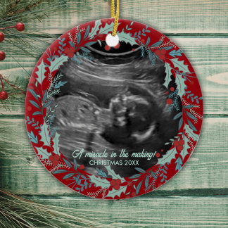 Personalised New Baby Reveal Ultrasound Christmas Ceramic Tree Decoration