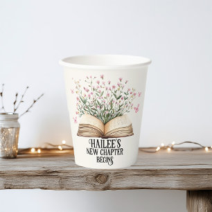 Personalised New Chapter Begins Book Baby Shower Paper Cups