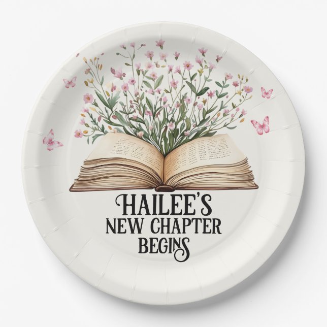 Personalised New Chapter Begins Book Baby Shower Paper Plate (Front)