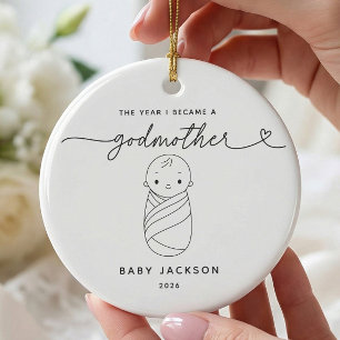 Personalised New Godmother Baby Boy Ornament