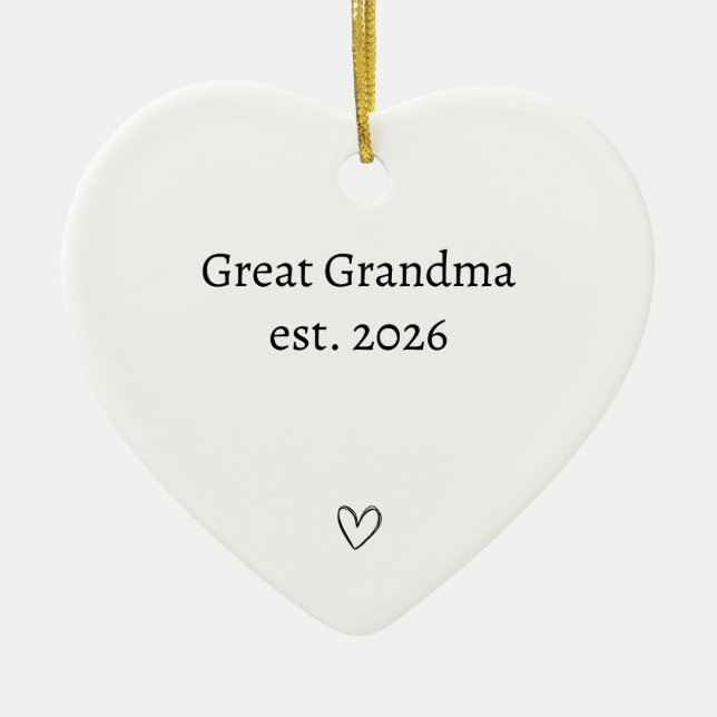 Personalised New Grandma Heart Ceramic Tree Decoration (Front)