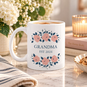 Personalised New Grandmother Grandma Pink Floral Coffee Mug