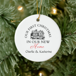 Personalised New Home Photo Ornament, Custom House Ceramic Tree Decoration