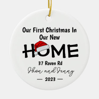 Personalised New Home Santa Hat Christmas Ornament
