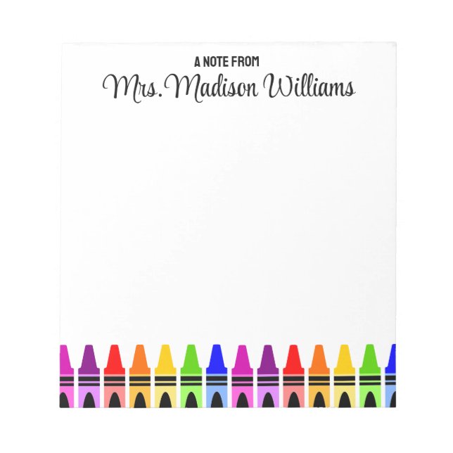 Personalised New Teacher Gift Back to School Grade Notepad (Front)