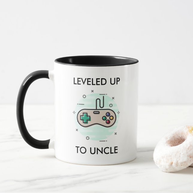 Personalised New Uncle Gift Pregnancy Announcement Mug (With Donut)