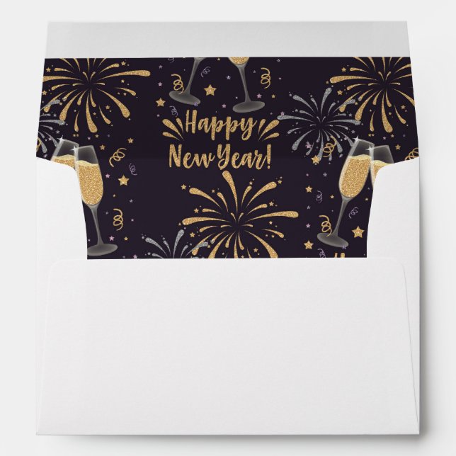 Personalised New Years Eve Champagne Fireworks  Envelope (Back (Bottom))