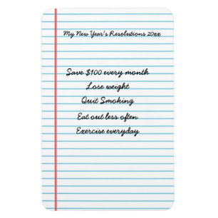 Personalised New Year's Resolutions Reminder List Magnet