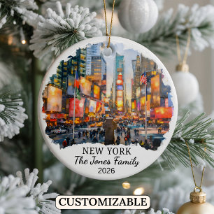 Personalised New York City, Custom New York Ceramic Tree Decoration