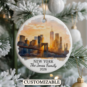 Personalised New York City, Custom New York Ceramic Tree Decoration