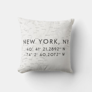 Personalised New York City Map   Light Grey Cushion