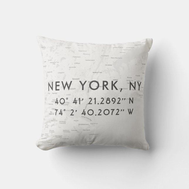 Personalised New York City Map | Light Grey Cushion (Front)