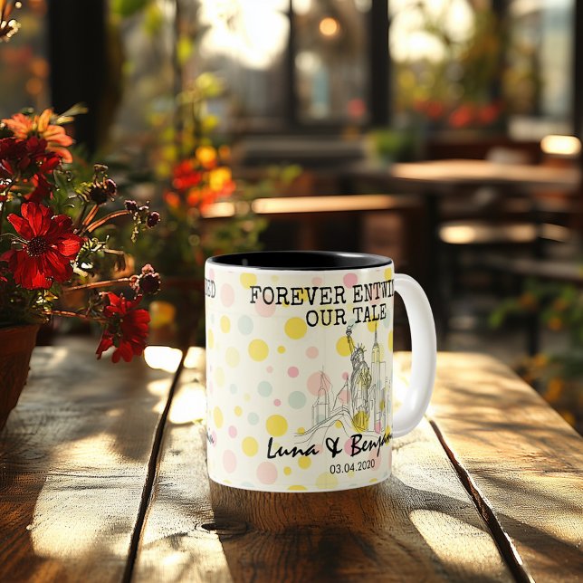 Personalised New York Memory - Line Art Landma Two-Tone Coffee Mug (Creator Uploaded)