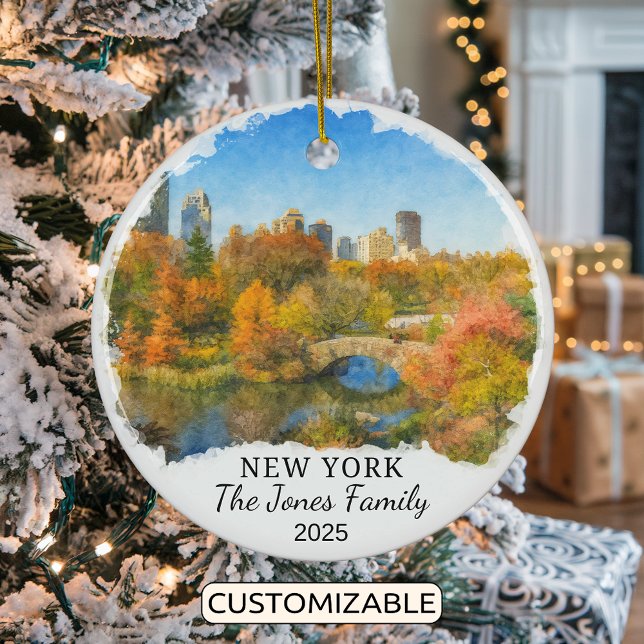 Personalised New York Ornament, Central Park Ceramic Tree Decoration (Creator Uploaded)